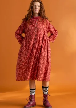 Klänningar-Gudrun Sjödén Vävd klänning ”Hedda” i ekologisk bomull Rost/mönstrad