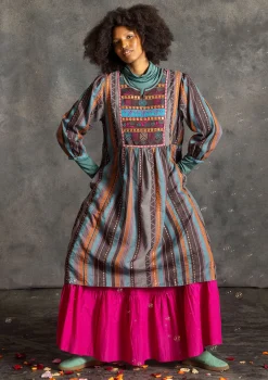 Klänningar-Gudrun Sjödén Vävd klänning "Jaipur" i ull/bomull Aubergine