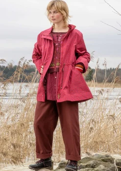Kappor & Jackor-Gudrun Sjödén Vävd parkas "Lucy" i ekologisk bomull Tranbär/mönstrad
