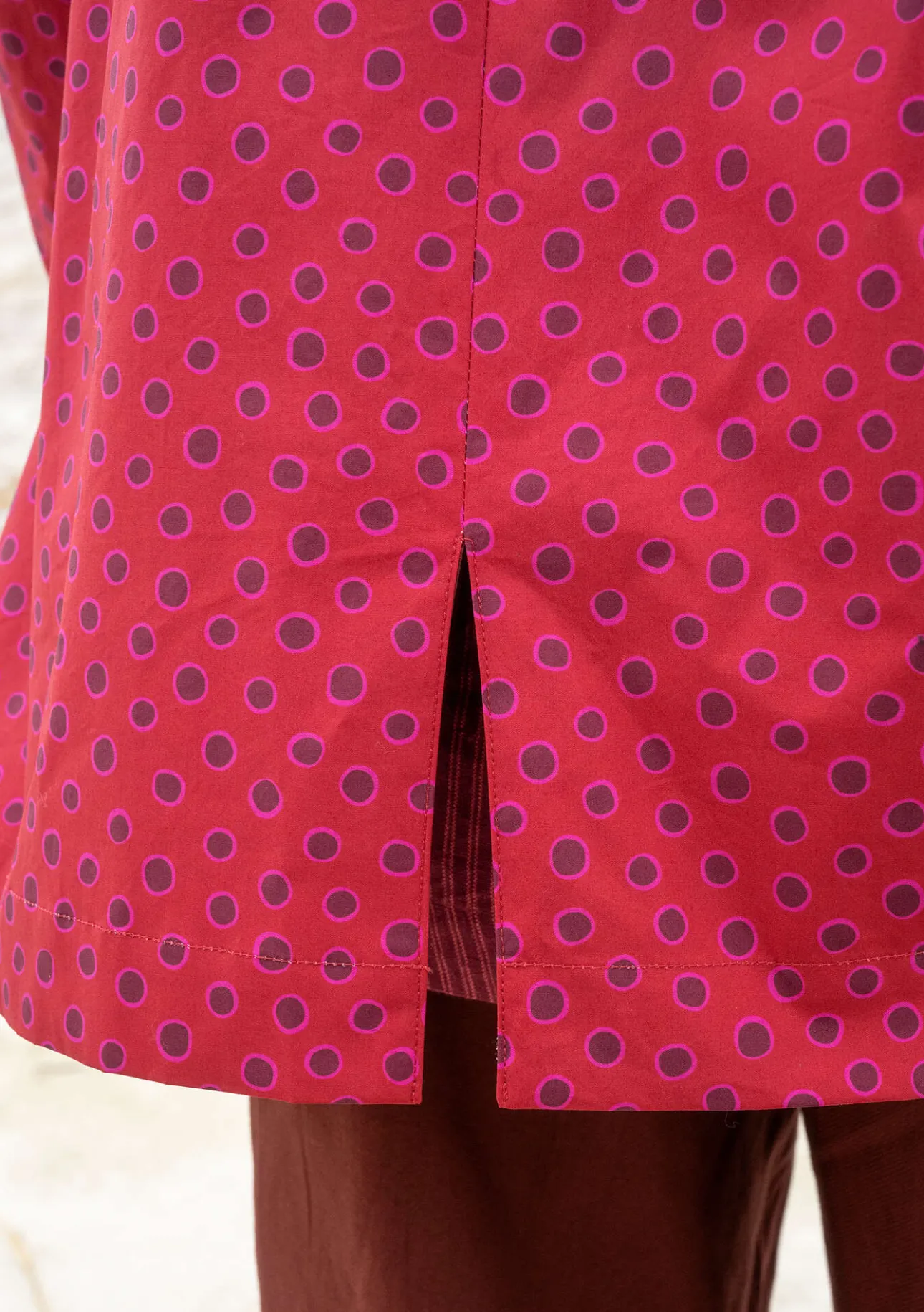 Kappor & Jackor-Gudrun Sjödén Vävd parkas "Lucy" i ekologisk bomull Tranbär/mönstrad