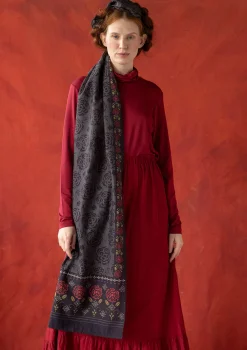 Accessoarer-Gudrun Sjödén Vävd sjal "Kamelia" i ekologisk bomull/siden Svart