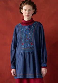 Tunikor-Gudrun Sjödén Vävd tunika "Wanja" i ekologisk bomull Indigo